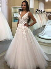 Load image into Gallery viewer, V Neck Wedding Dresses Bridal Gown with Flowers