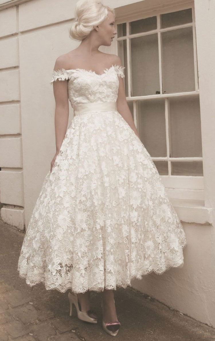 Off the Shoulder Lace Wedding Dresses Bridal Gown