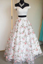 Cargar imagen en el visor de la galería, Two Piece Long Prom Dresses Off the Shoulder