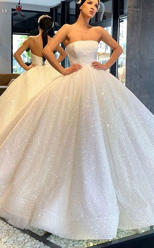 Sparkly Strapless Wedding Dresses Bridal Gown  KM8
