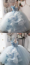 Carica l&#39;immagine nel visualizzatore di Gallery, Ball Gown Baby Blue Pageant Dresses Birthday Gown for Kid Flower girl Dresses