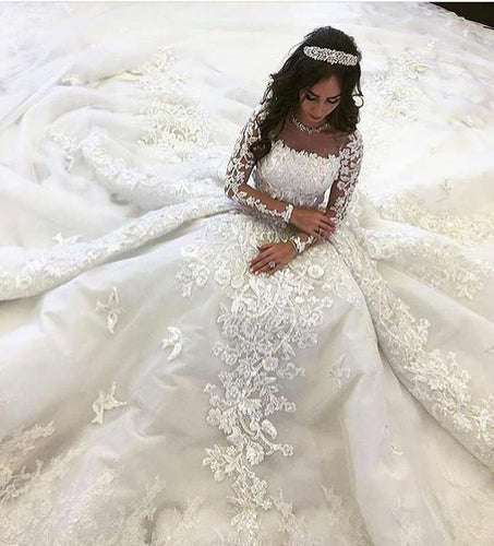 Square Neck Wedding Dresses Bridal Gown with Appliques