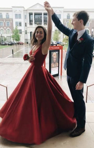 V Neck Long Prom Dresses Evening Gown Under 100