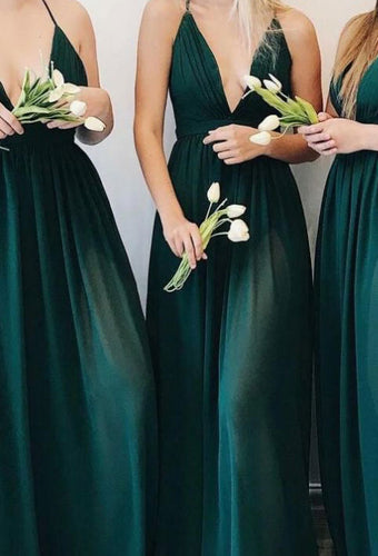 Deep V Neck Spaghetti Straps Bridesmaid Dresses for Wedding