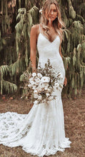 Cargar imagen en el visor de la galería, Spaghetti Straps Mermaid Lace Wedding Dresses Bridal Gown