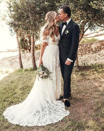 Off the Shoulder Wedding Dresses Bridal Gown with Appliques