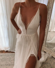 Load image into Gallery viewer, Spaghetti Straps Slit Side Wedding Dresses Bridal Gown