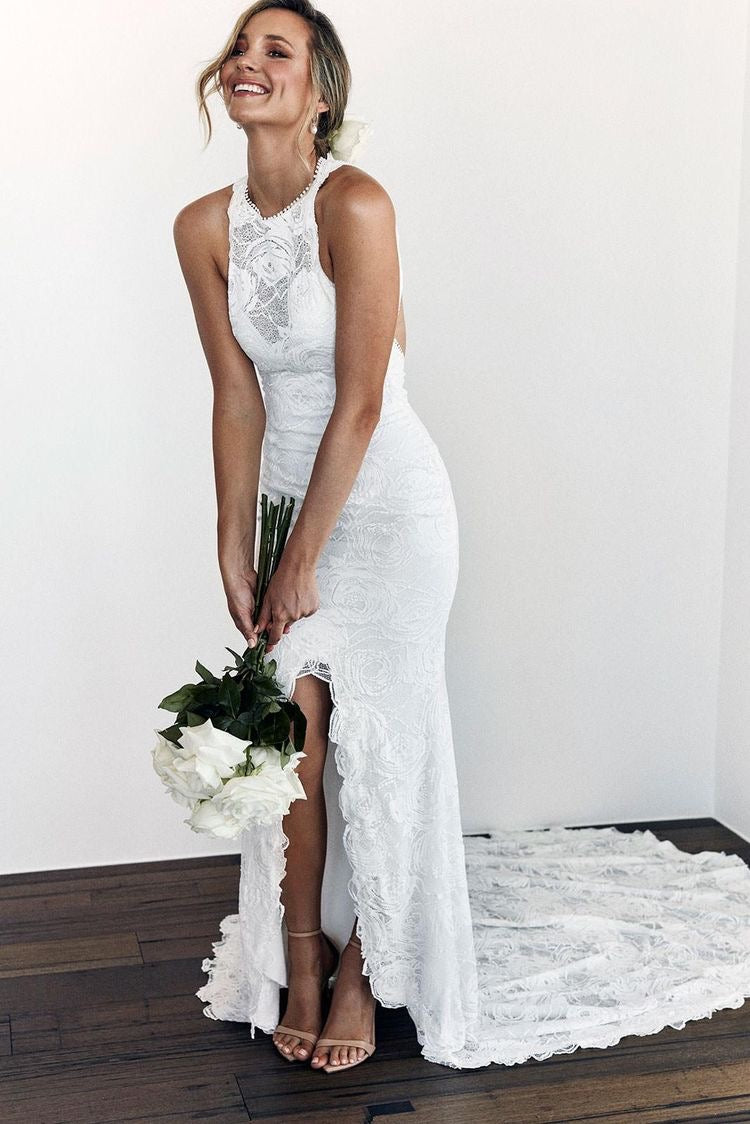 Charming Lace Backless Wedding Dresses Bridal Gown