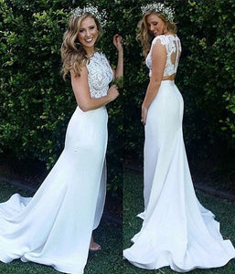 Two Piece Wedding Dresses Bridal Gown Top with Lace Appliques