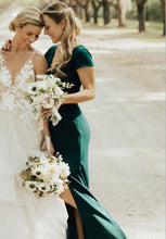 Load image into Gallery viewer, V Neck Slit Side Bridesmaid Dresses Under 100