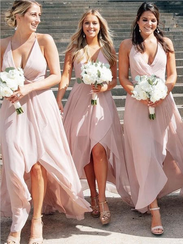 V Neck  Hi Low Bridesmaid Dresses Under 100