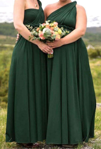 One Shoulder Plus Size Dark Green Bridesmaid Dresses for Wedding
