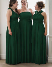 Laden Sie das Bild in den Galerie-Viewer, Coversible Green Chiffon Long Bridesmaid Dresses Under 100