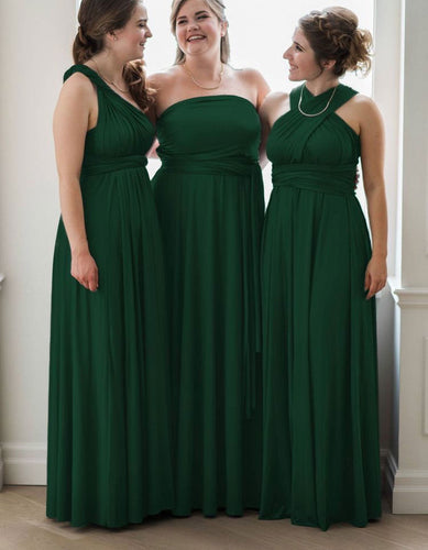 Coversible Green Chiffon Long Bridesmaid Dresses Under 100