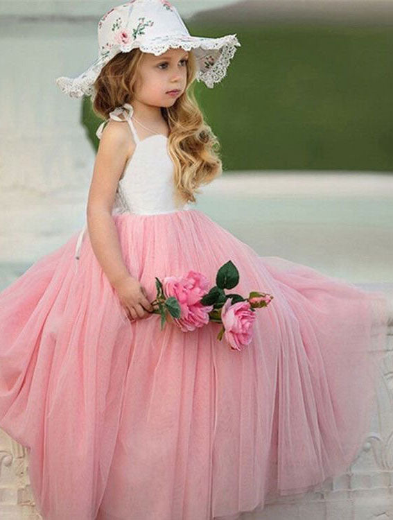 Spaghetti Straps Floor Length Flower Girl Dresses