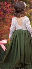 Load image into Gallery viewer, Olive Green Floor Length Flower Girl Dresses with Sleeves