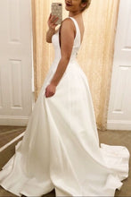 Cargar imagen en el visor de la galería, Simple V Neck Wedding Dresses Bridal Gown