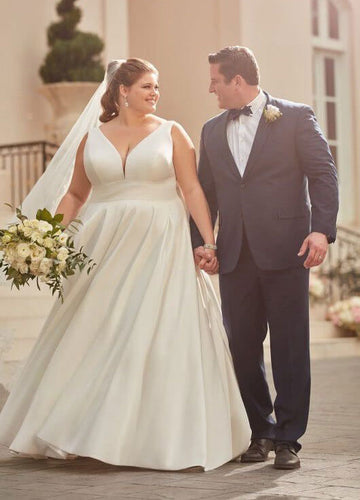 Plus Size V Neck Wedding Dresses Bridal Gown