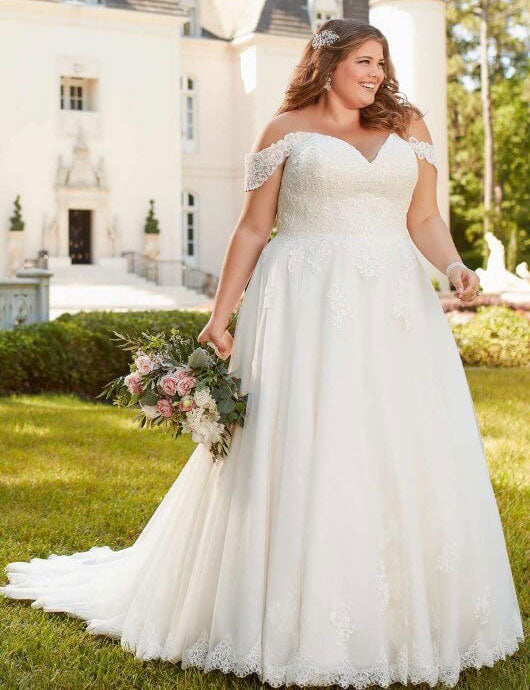Off the Shoulder Plus Size Wedding Dresses Bridal Gown with Lace