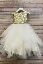 Load image into Gallery viewer, Floor Length Flower Girl Dresses with Gold Sequins