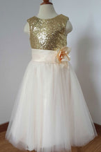 Load image into Gallery viewer, Floor Length Flower Girl Dresses Birthday Gown with Handmade Flower