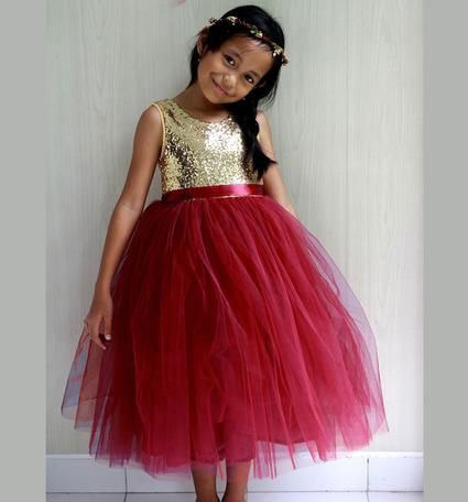 Tea Length Flower Girl Dresses Birthday Gown