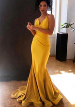 Load image into Gallery viewer, Mustard Yellow Halter Prom Dresses Evening Gown