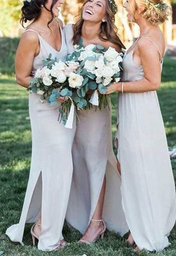 Spagehtti Straps Slit Side Bridesmaid Dresses Under 100