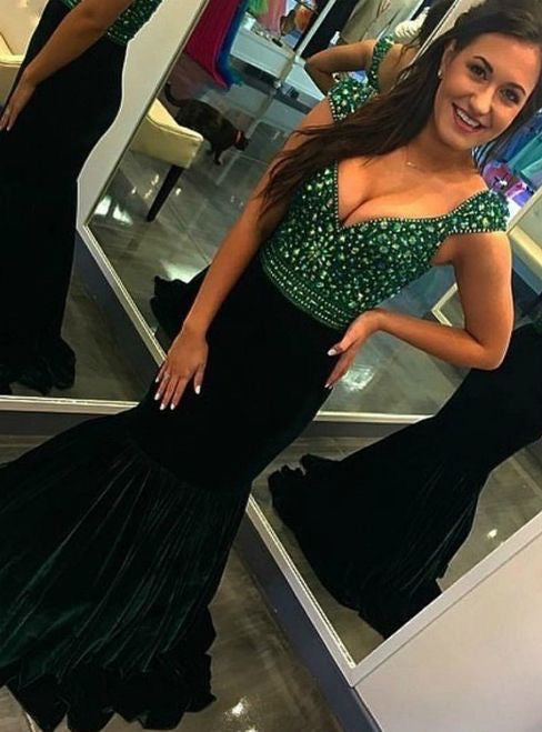 Mermaid Prom Dresses Floor Length with Rhinestones