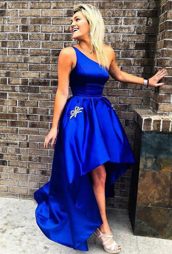 One Shoulder Royal Blue Prom Dresses