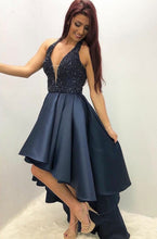 Laden Sie das Bild in den Galerie-Viewer, Navy Blue Prom Dresses Hi Low