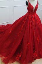 Laden Sie das Bild in den Galerie-Viewer, V Neck Prom Dresses Birthday Dresses Princess Gown