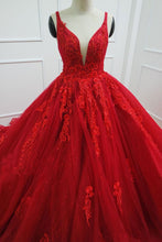 Laden Sie das Bild in den Galerie-Viewer, V Neck Prom Dresses Birthday Dresses Princess Gown