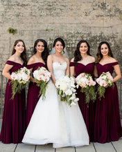 Load image into Gallery viewer, Off the Shoulder Bridesmaid Dresses for Wedding Party