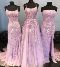 Charger l&#39;image dans la galerie, Light Lavender Tulle Prom Dresses with Appliques