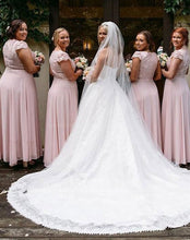 Load image into Gallery viewer, V Neck Long Bridesmaid Dresses with Appliques