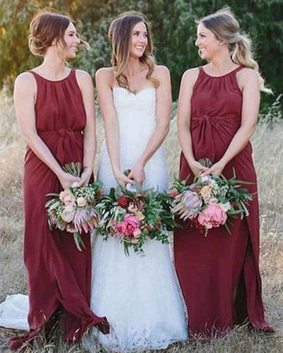 Long Bridesmaid Dresses with Sash for Wedding Party