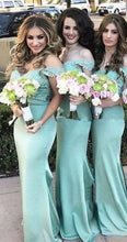 Load image into Gallery viewer, Off the Shoulder Mermaid Bridesmaid Dresses with Appliques