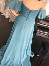 Carica l&#39;immagine nel visualizzatore di Gallery, Off the Shoulder Chiffon Long Bridesmaid Dresses under 100