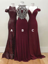 Laden Sie das Bild in den Galerie-Viewer, Wine Prom Dresses Evening Gown