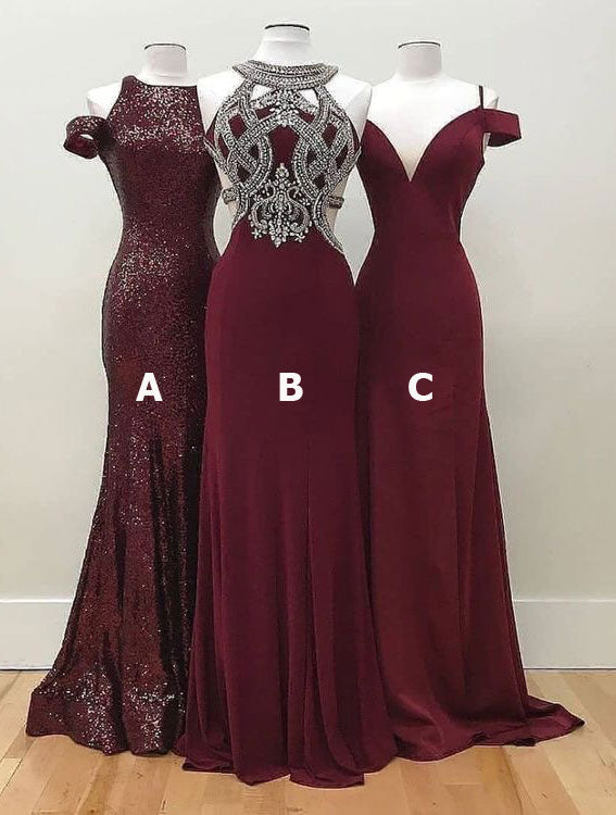 Wine Prom Dresses Evening Gown