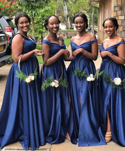 Load image into Gallery viewer, Off the Shoulder Slit Bridesmaid Dresses