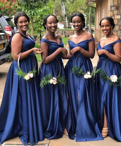 Off the Shoulder Slit Bridesmaid Dresses