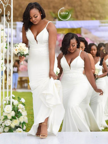 Spagehtti Straps Bridesmaid Dresses White
