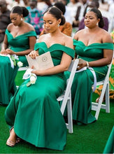 Load image into Gallery viewer, Off the Shoulder Green Bridesmaid Dresses