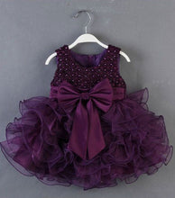 Load image into Gallery viewer, Purple Flower Girl Dresses with Pearls