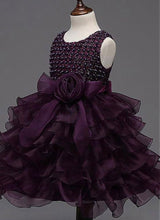 Charger l&#39;image dans la galerie, Purple Flower Girl Dresses with Pearls Handmade Flower