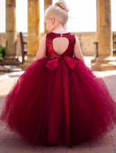 Carica l&#39;immagine nel visualizzatore di Gallery, Burgundy Flower Girl Dresses Sweetheart Back