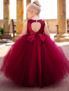 Burgundy Flower Girl Dresses Sweetheart Back