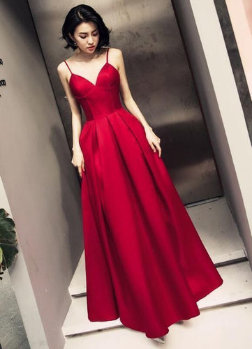 spaghetii straps long prom dresses evening gowns